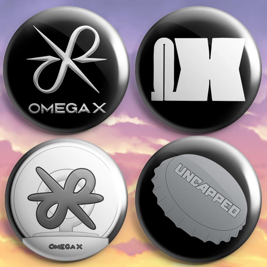 omega x pinback button badges
