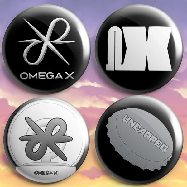 omega x pinback buttons